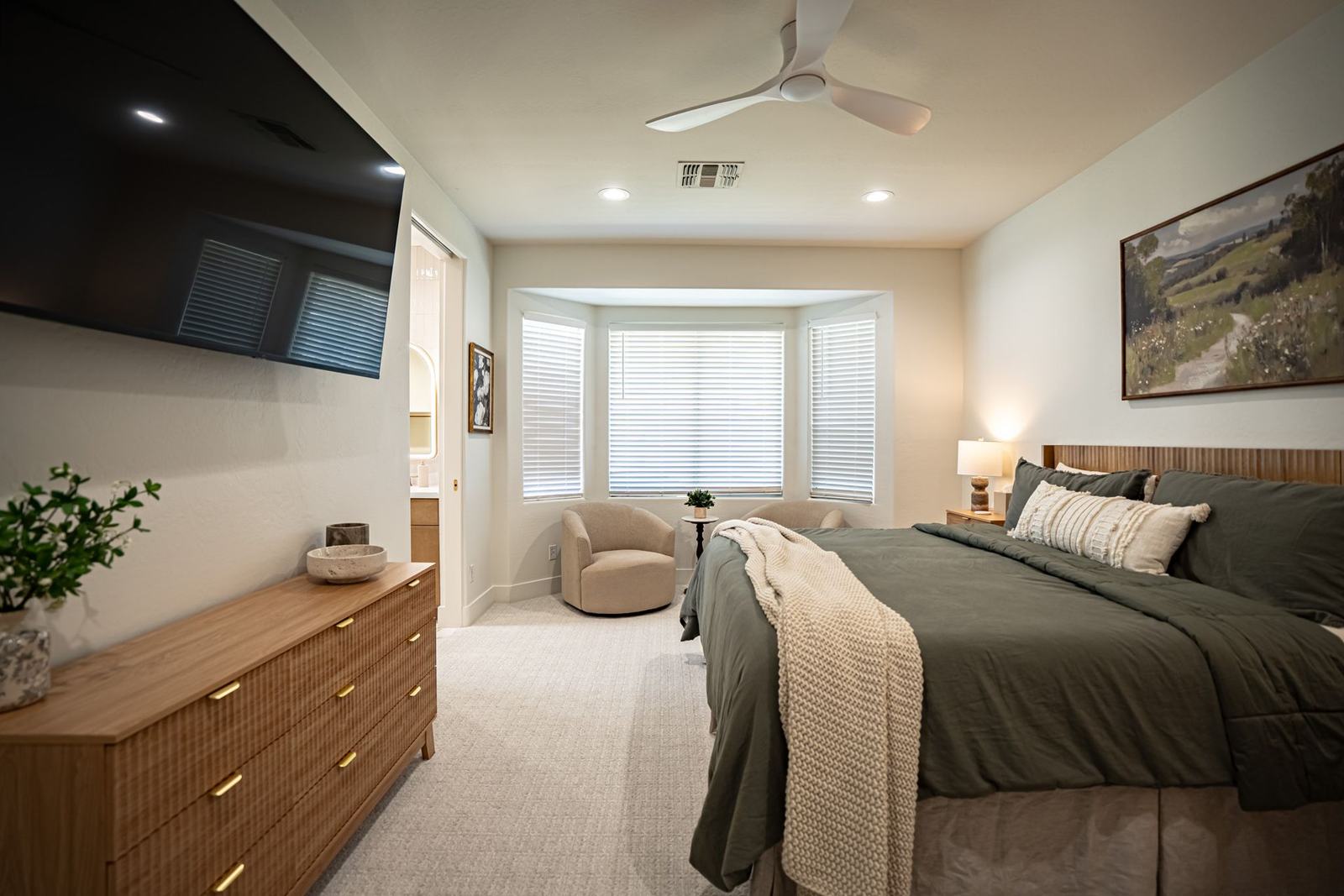 Rebuilt bedroom after an insurance reconstruction claim