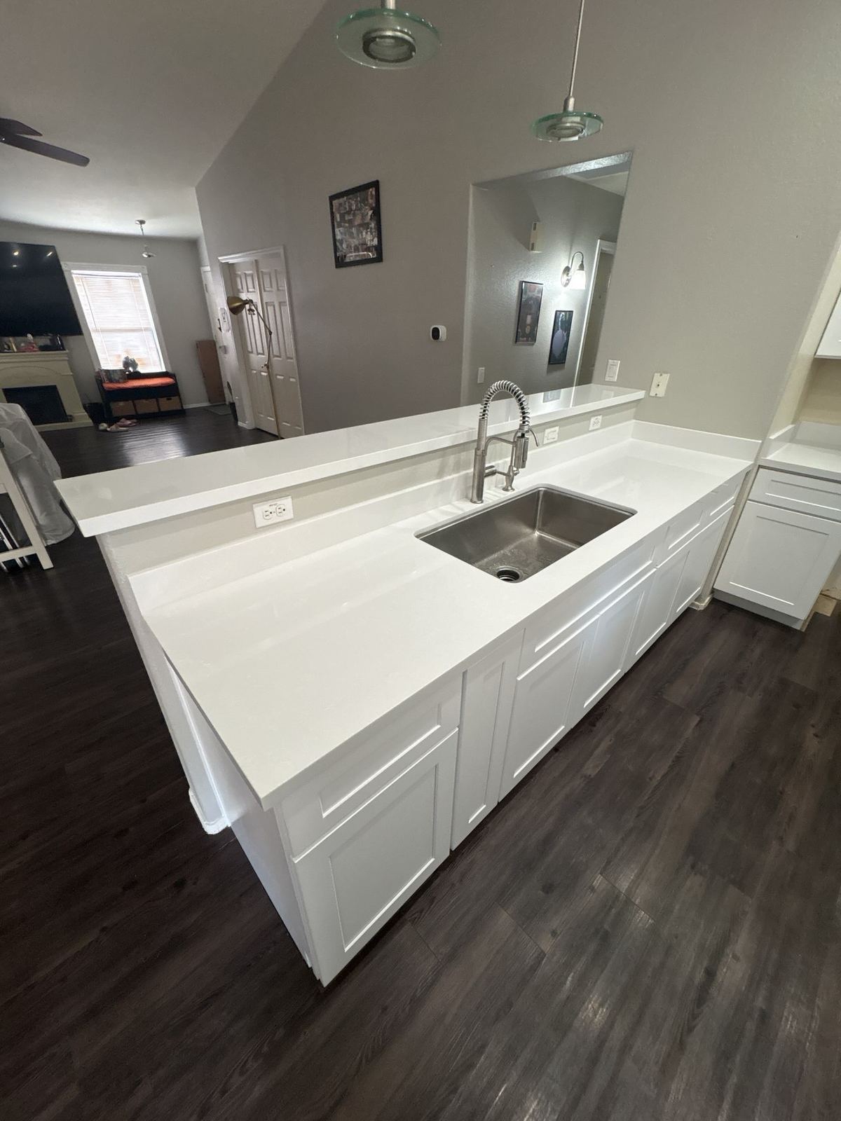 Rebuilt kitchen peninsula with quartz in El Mirage